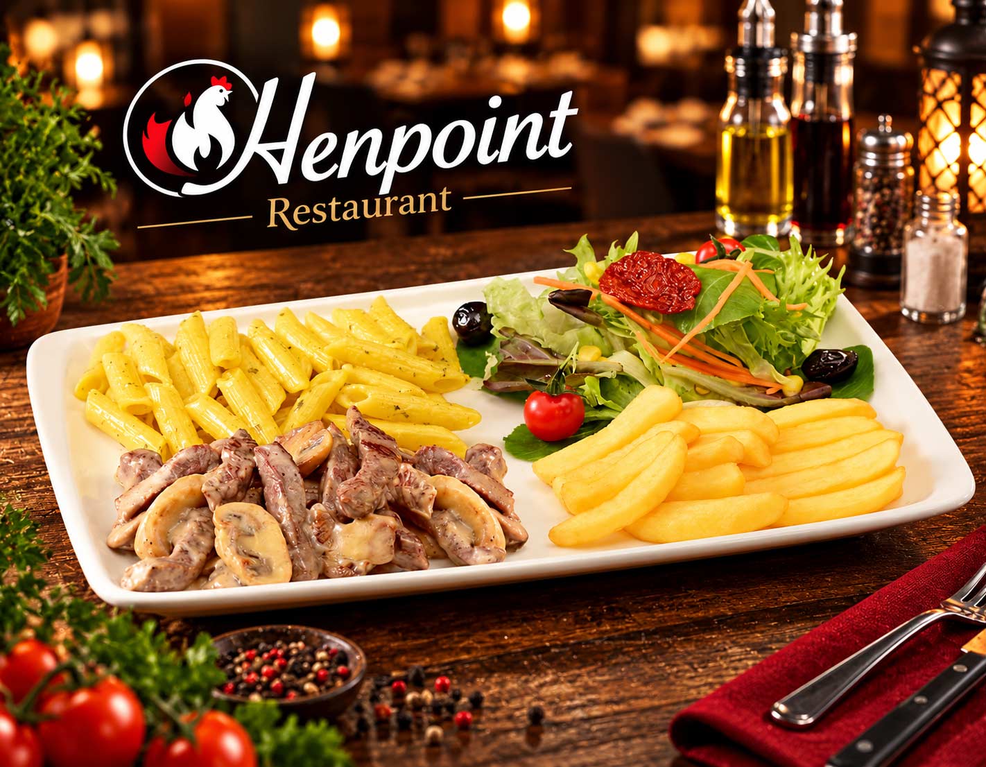 Creme Mushroom Beef - Henpoint Restaurant